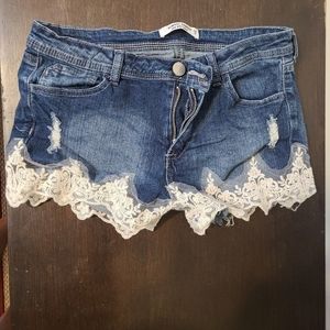 Almost famous jean lace shorts